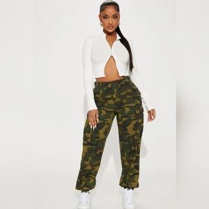 Fashion Nova Cadet Kim Oversized Washed Camo Pants Size Medium